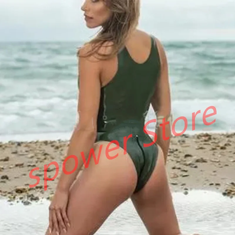

Latex Swimsuit Catsuit with Crotch Zip Handmade Women Rubber Sexy Fetish Jumpsuit Customize Halloween Cosplay Costume