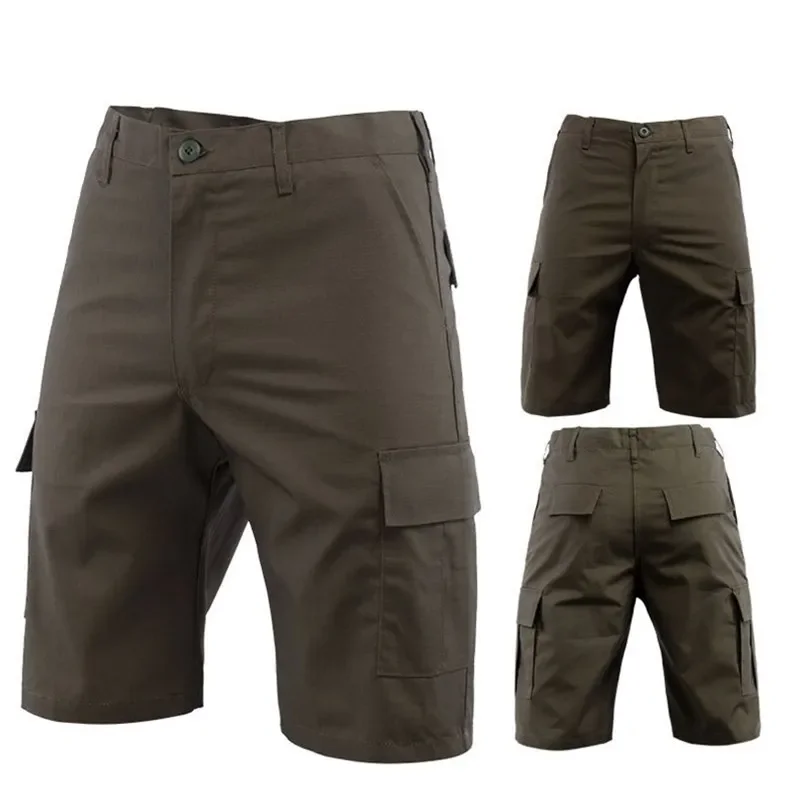 

Military Training Tactical Shorts Mens Summer Outdoor Hiking Sports Camouflage Shorts Wearproof Plaid Multi Pocket Cargo Shorts