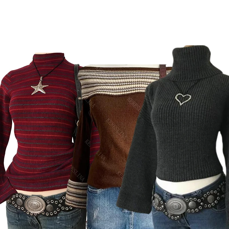 

Women's pullover sweater streetwear hip-hop fashion Y2K Harajuku retro chic aesthetic 2000s solid color utumn and winter sweater