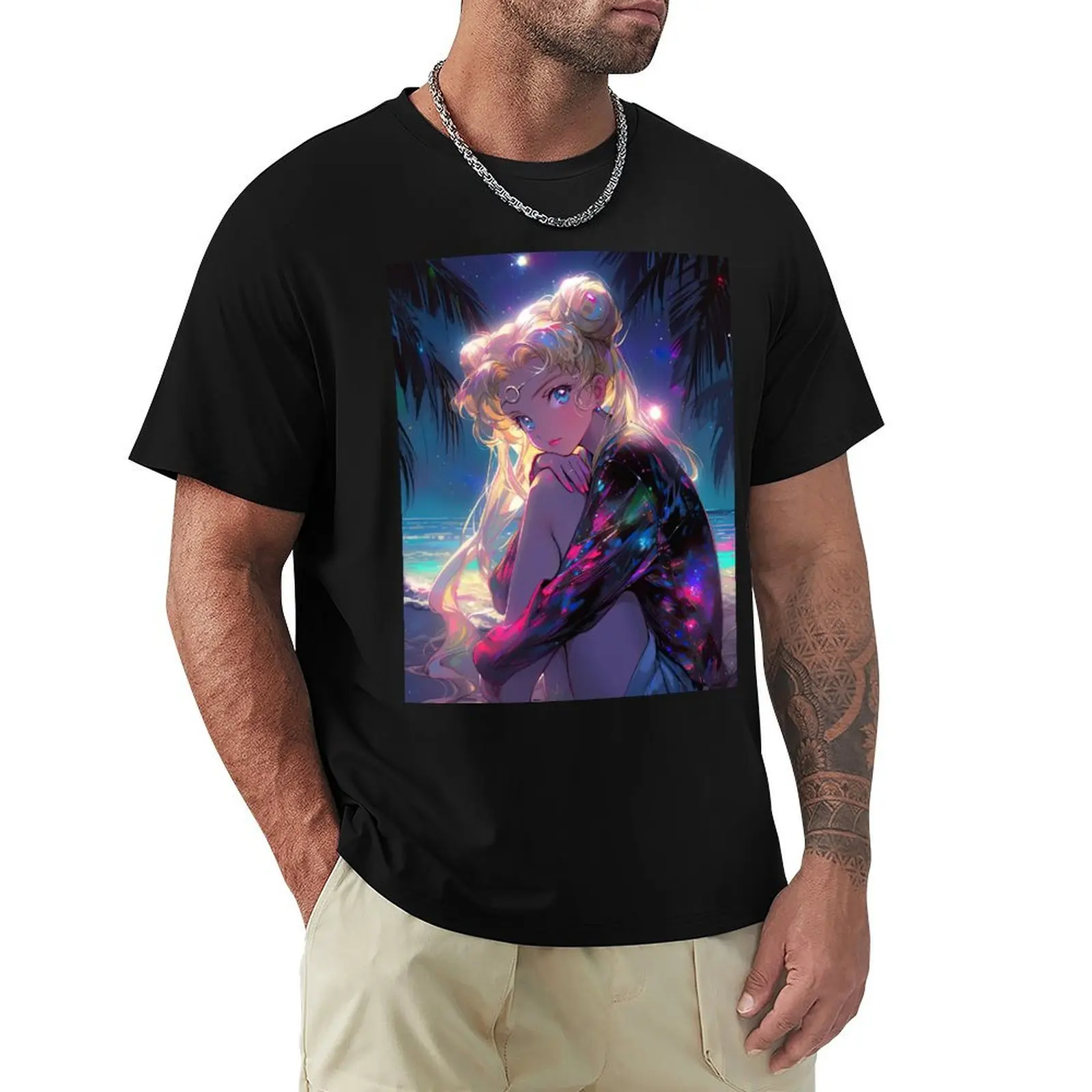 Night Usagi T-Shirt essential t shirt graphics tops mens graphic tshirts