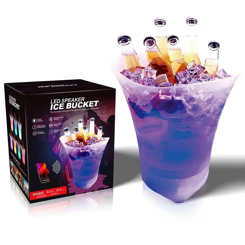 Bluetooth Light-emitting Ice Bucket LED Light Portable Small Audio Beer Bucket Camping Ice Bucket Bar Barware Atmosphere Props