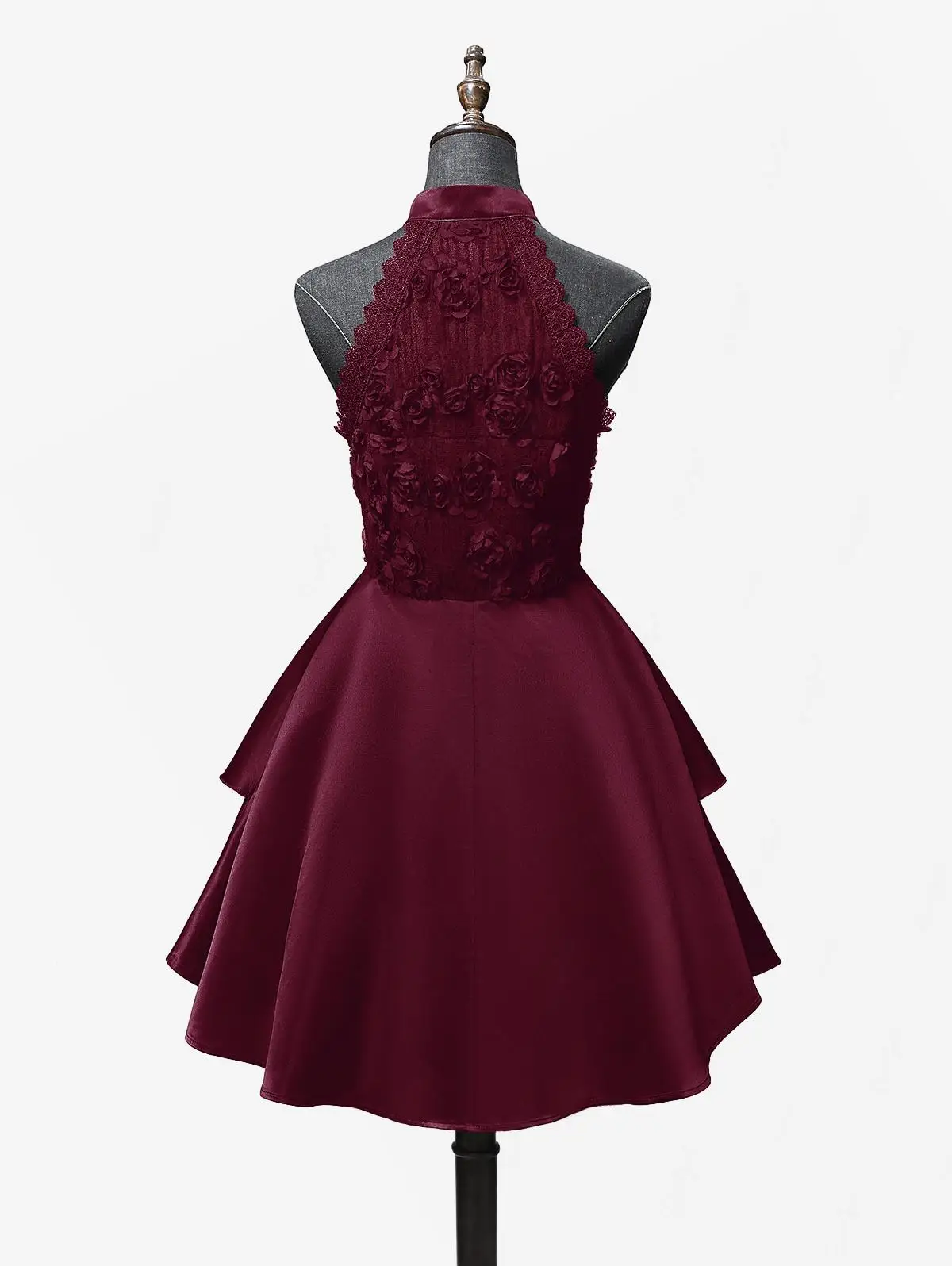 Vestidos femininos góticos vinho tinto rosa flor apliques renda jacquard zíper babados em camadas vestido linha a