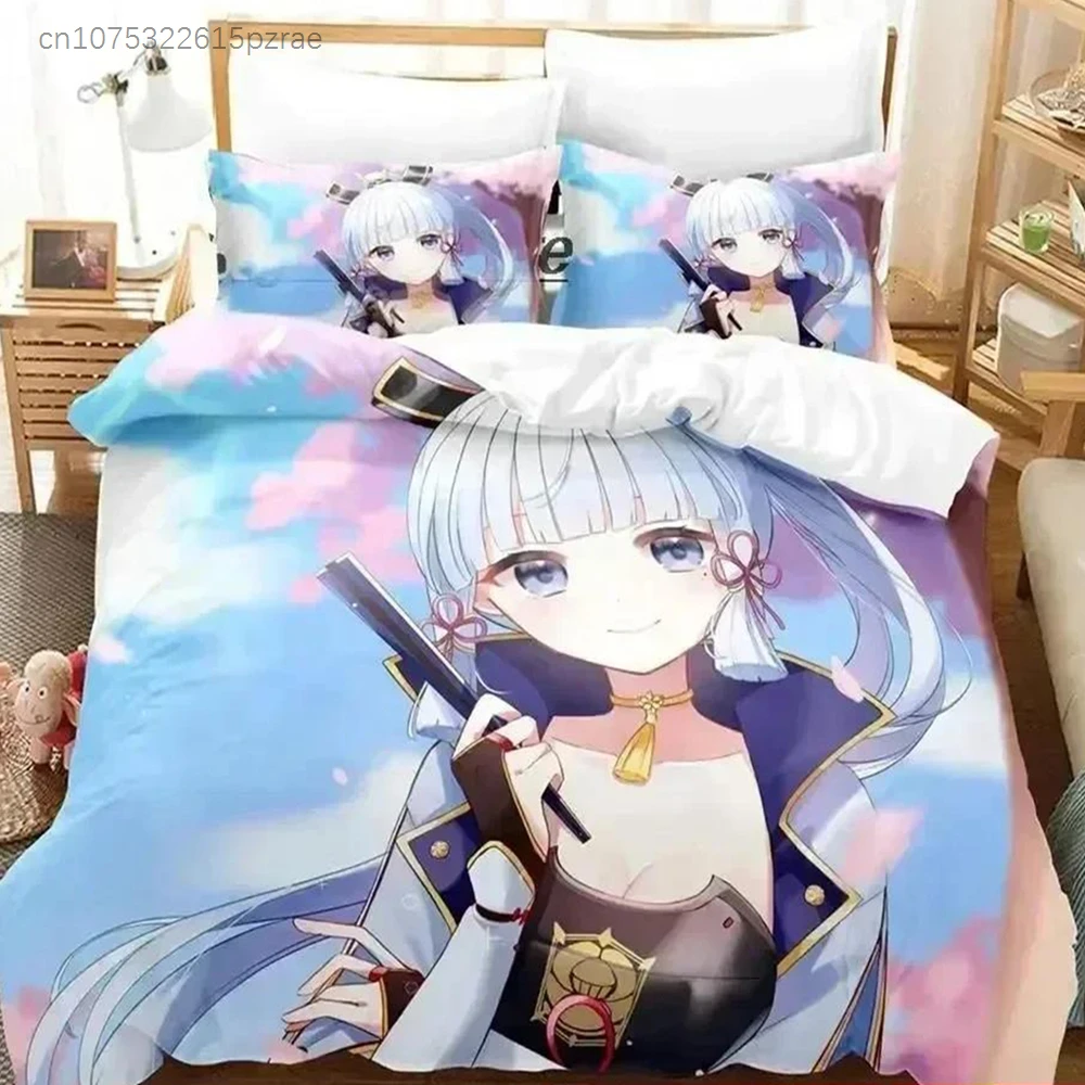 Game Genshin Impact Kamisato Ayaka Bedding Set Duvet Cover Bed Set Quilt Cover Pillowcase Comforter King Queen Size Boys Adult