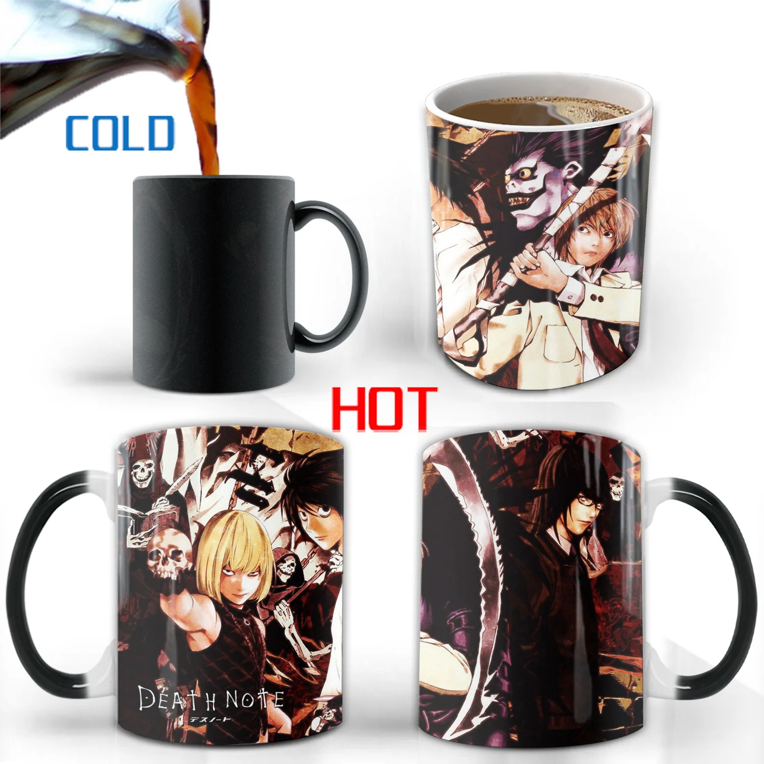 Death Note Discoloration Mug Anime Color Changing Cup Manga Ceramic Coffee Cups Heat Sensitive Milk Tea Mugs Novelty Drinkware