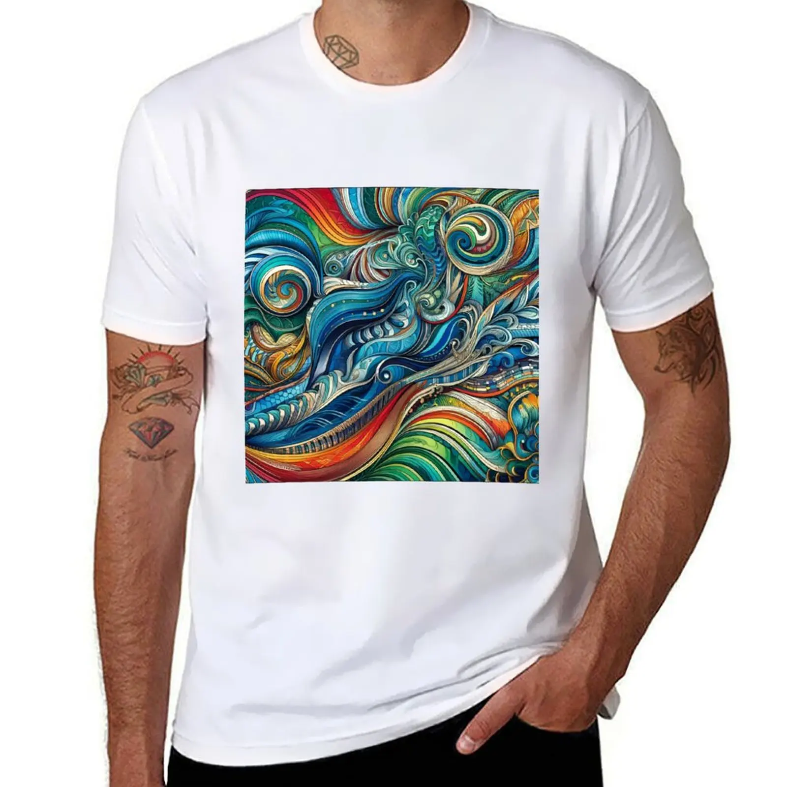 

Colorful Ocean Optical Illusion T-Shirt black cotton t-shirt plain for man package anime t shirts oversize