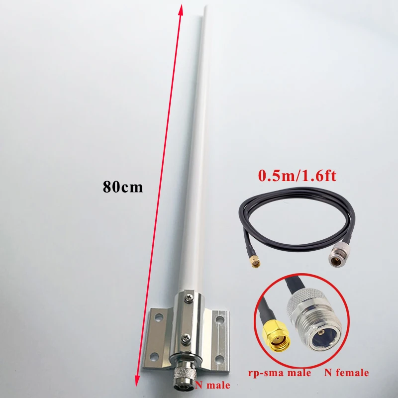 Dual Band Omni Antenna, High-gain, Wireless, Wavlink Ac600, Comfast Rocket M2, Outdoor, 5GHz, 2.4G, 5.8GHz with cable