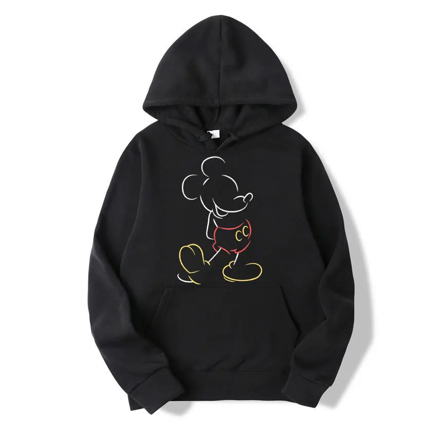 Mickey Mouse Line Pop Unisex Hoodie Cartoon Fashion Couple Oversized Sweatshirt Tops Spring Autumn Pullover