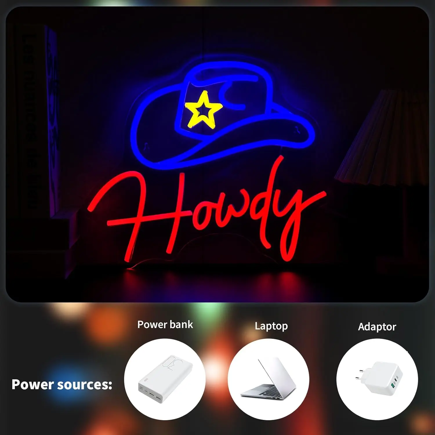 Cowboy Howdy Leucht reklame für Wand dekoration USB angetrieben LED Neonlicht Zeichen Raum dekor Weihnachts geschenk Nachtlicht