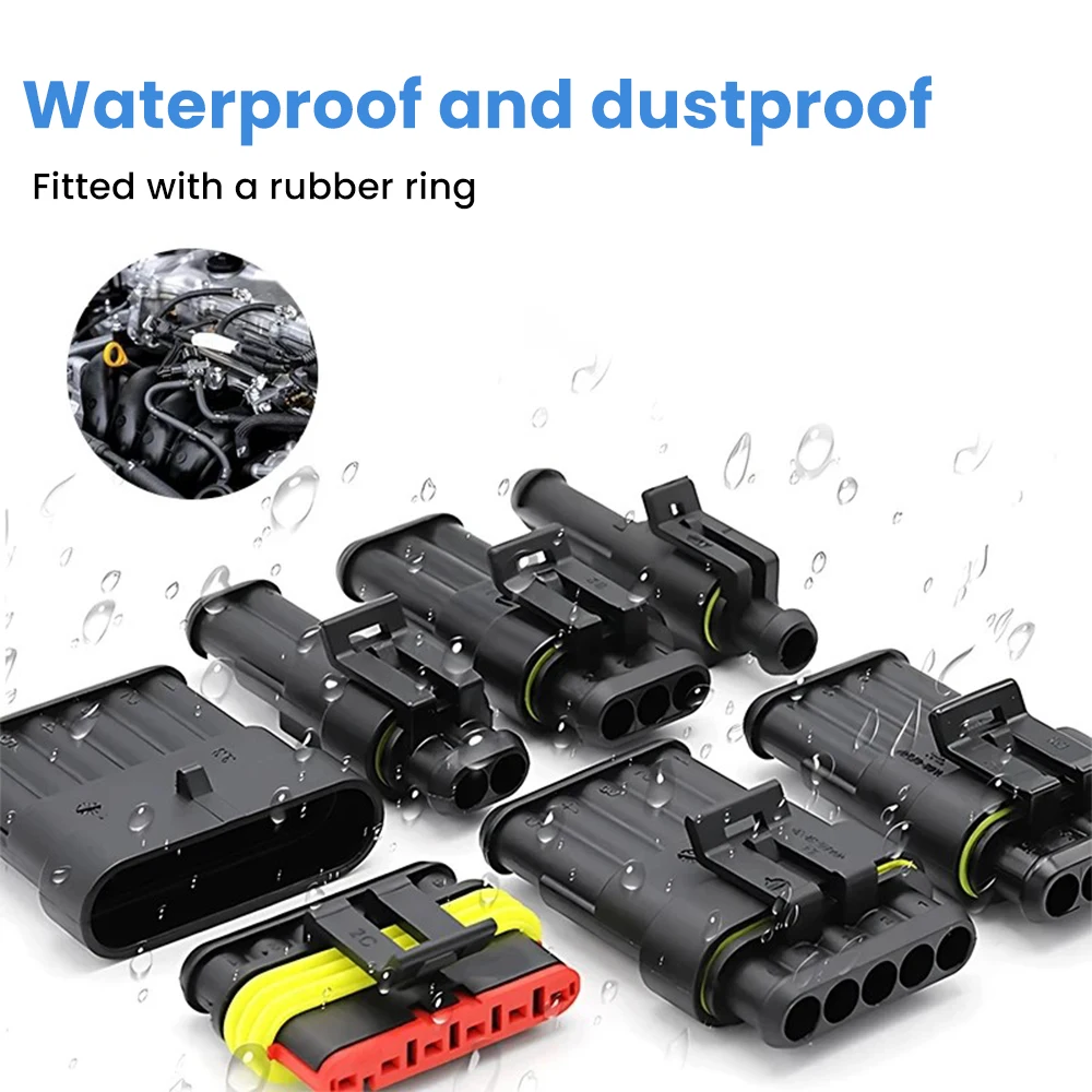 1/2/3/4 Pin Waterproof Electrical Terminal Quick Connector with Wire 10Pcs/5Sets, Suitable for Cars, Ships, etc LK-AA421