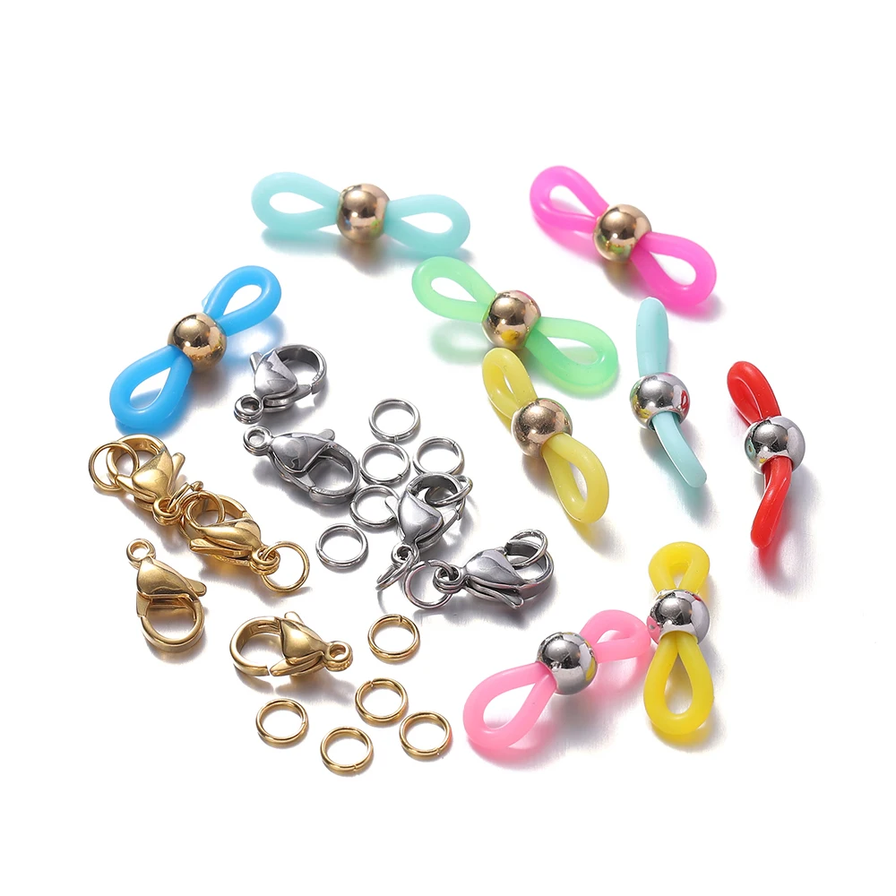 1 Set 30pcs Eyeglasses Chains Connector Bails With Stainless Steel Jump Rings Lobster Clasps DIY Jewelry Making kits