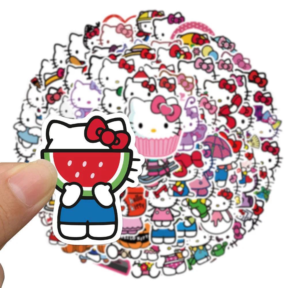 10/30/50/100 шт Sanrio Hello Kitty Мультяшные наклейки Kawaii Милые Аниме Наклейки Наклейки для детей Девочек Игрушка Чехол для телефона Гитара