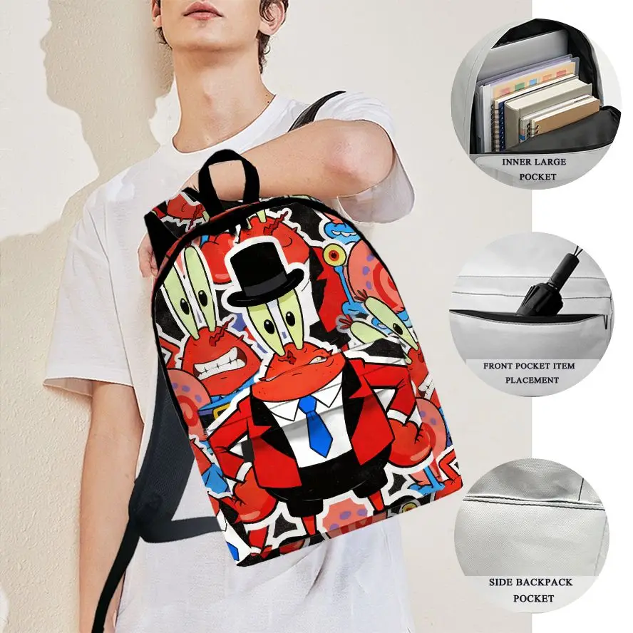 

1pc Gary the Snail Eugene H. Krabs ,Backpack, Fashionable and Simple, Unisex, Large Capacity, High-Quality Gift