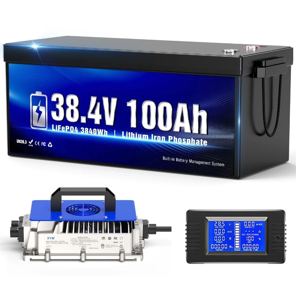 

Литиевая батарея 36В 100Ач для гольф-кара, с защитой от низких температур, улучшенное зарядное устройство 25А и ЖК-монитор, встроенные функции, индивидуальная настройка