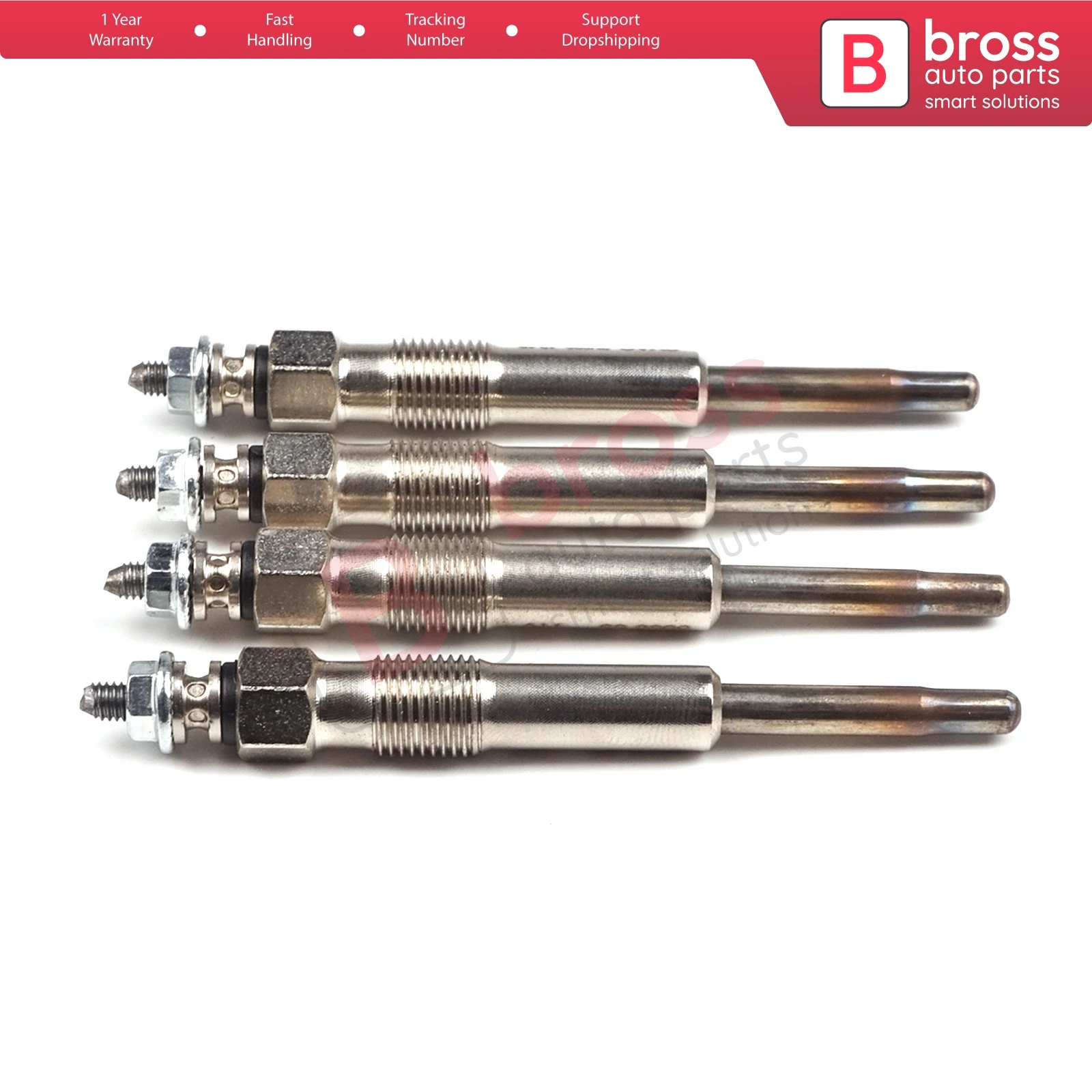 Bross Auto Parts BGP44-1 4 Pcs Heater Glow Plugs GX90, 0100226371, GN016 for Fiat Citroen Peugeot 1.5-1.9 Ship From Turkey