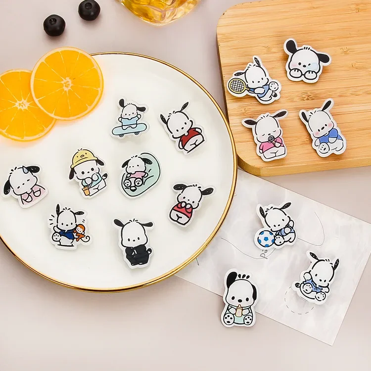 Kawaii Sanrio Ins Cute Children\'s Badge Cartoon Acrylic Pochacco Brooch Wholesale Clothes Bag Pendant Jewelry Pin Gift