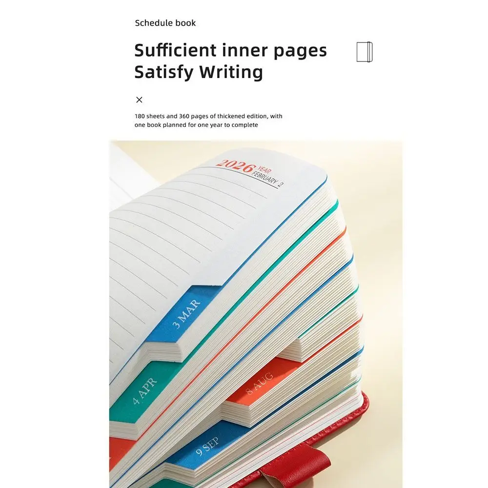 365 дней в день, 2026 блокнот с английским расписанием, одна страница, план, книга, утолщенный список дел, портативный блокнот с эффективностью