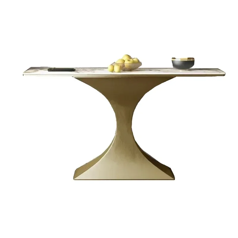 

Simple and modern stainless steel champagne gold brushed rock slab, entrance table light luxury entrance cabinet