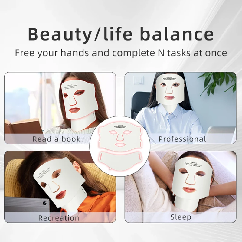 7 Colors LED Photon Face Mask Neck Set Good Grade Silicone Facial Mask Anti Acne Brighten Skin Repair Oil Control