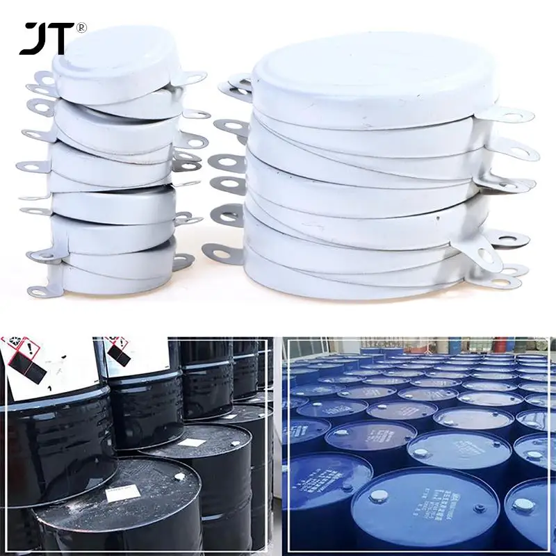 50Pcs Oil Drum Seal Caps Iron Covers Waterproof Sealing White Lids (S/L)