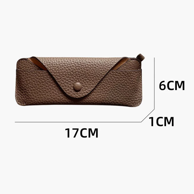 Glasses Case Women Genuine Pebble Leather Soft Fashion Portable Sunglasses Box Accessories Eyeglasses Pouch Bag with Lanyard