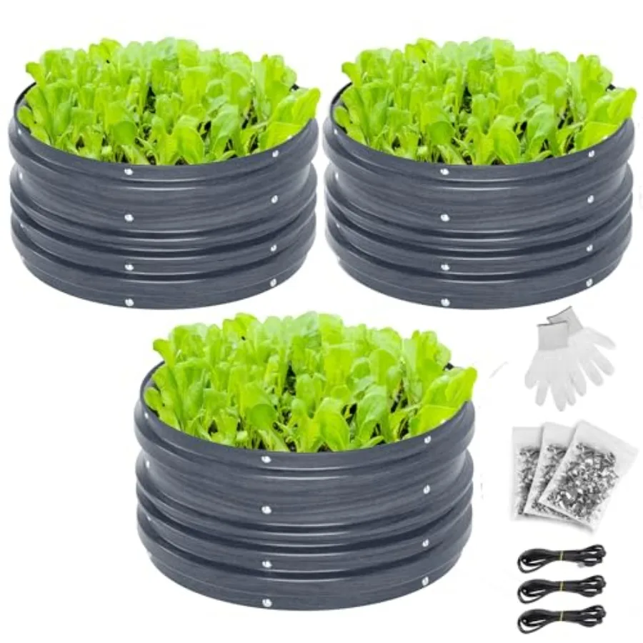 

Комплект из 3 оцинкованных приподнятых грядок 2x2x1 фут (темно-серый) с защитой от ржавчины и коррозии, простая сборка, безопасные края, идеально подходят для овощей