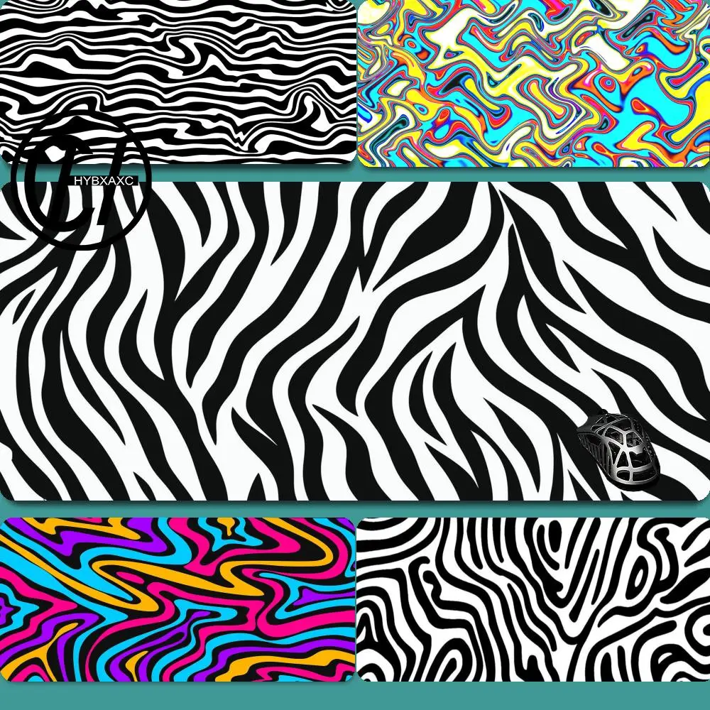 

Colorful Watercolor Black White Zebra Pattern XXL Large Mouse Pad Computer Laptop Non-slip Office Keyboard Desk Mat Mousepad