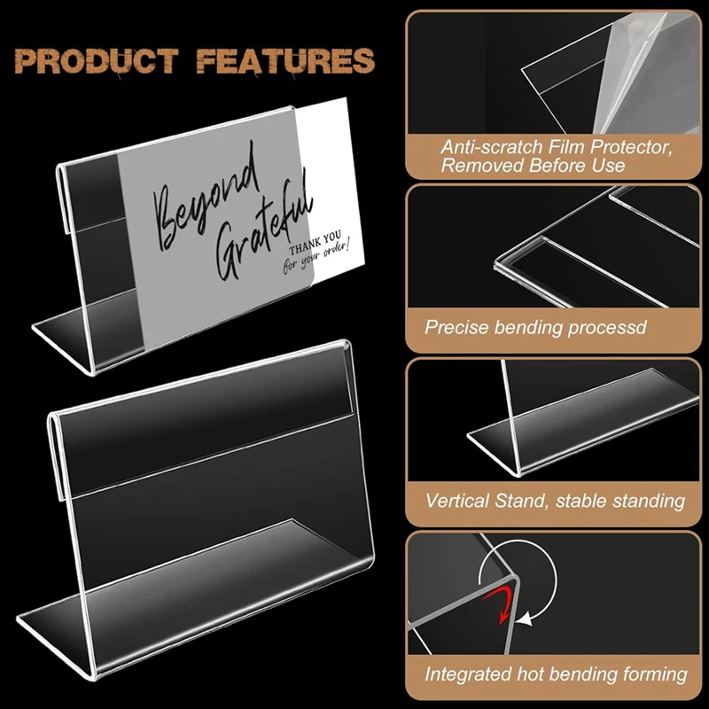 20 PCS 3.5 X 5 Inch Acrylic Sign Holders,Acrylic Picture Frame Clear Sign Holder,Card Price Card Tag For Home Restaurant