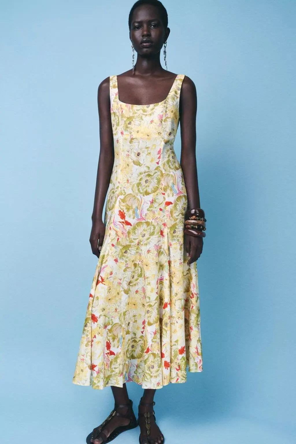 

BB6458 ZA25 Summer New Women's ZW Series Trendy Flux Linen Blended Printed Dress 3292175