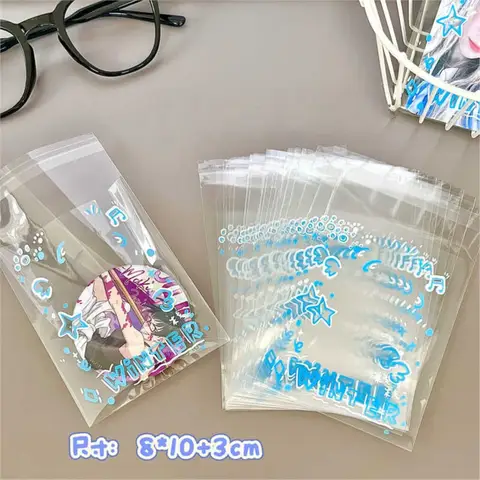 50pcs 8x10cm Kawaii Clear OPP Sealing Bags Ins Cute Packaging Pouches For Kpop Photo card Badge Candy Small Handmade GiftStorage