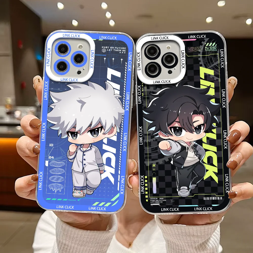 Anime L-link Click Cute Cartoon Phone Case For IPhone 12 11 13 14 15 16 17MINI Max Pro Plus Shockproof Soft Clear Back Cover Coq