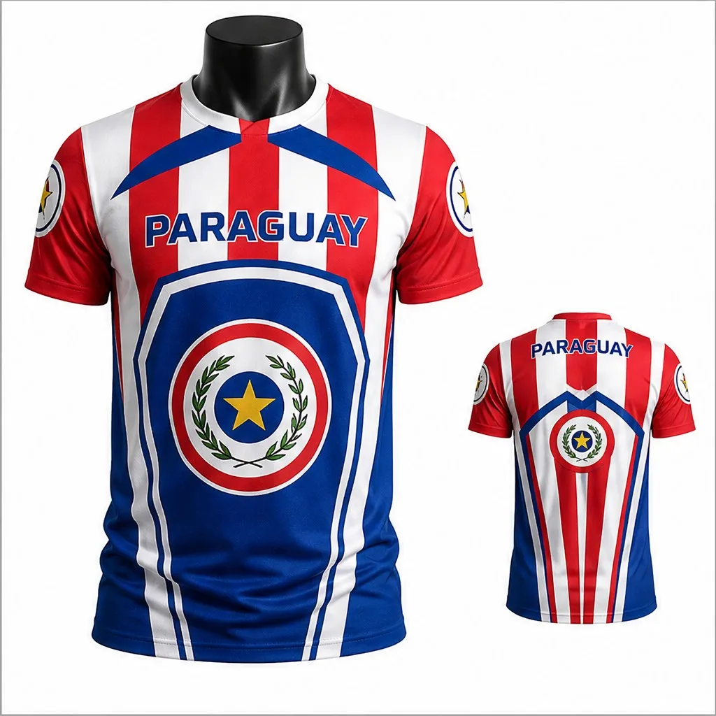 Herren Paraguay Rundhals-T-Shirt mit Streifen-Swoosh-Print, Kurzarm, Lässiges Oberteil, APF-Wappen-Grafik, Sommer-Streetwear-Tee im Casual-Stil – Detail 5