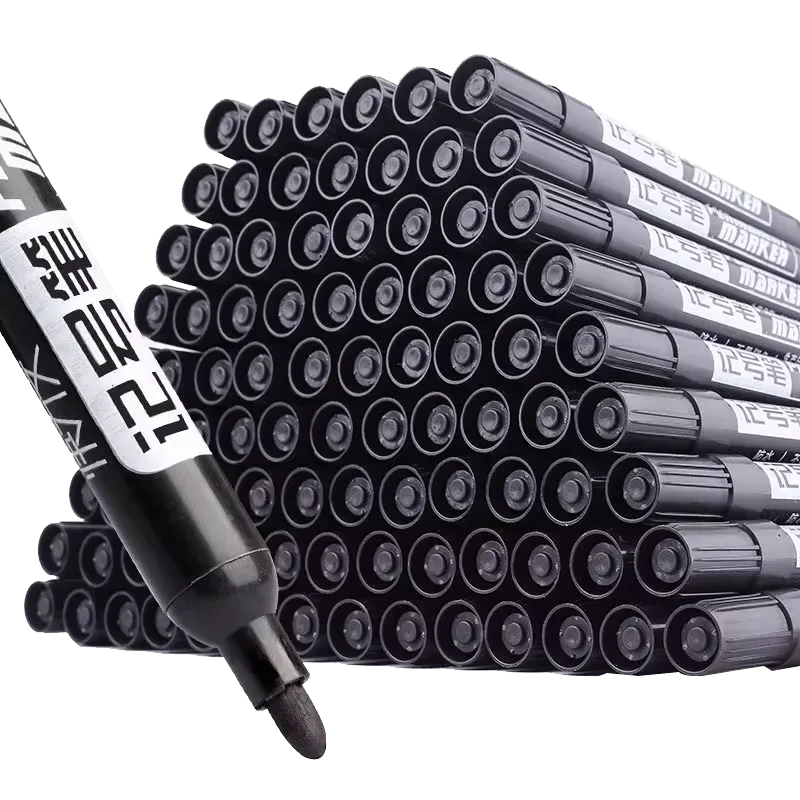 

A set of 10 large-tip black ink marker pens for non-erasable marking and notation