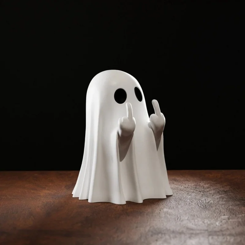 2024 New Arrival Halloween Cute Ghost Decoration Creative Middle Finger Provocation Ghost Desktop Decoration Toys Birthday Gifts