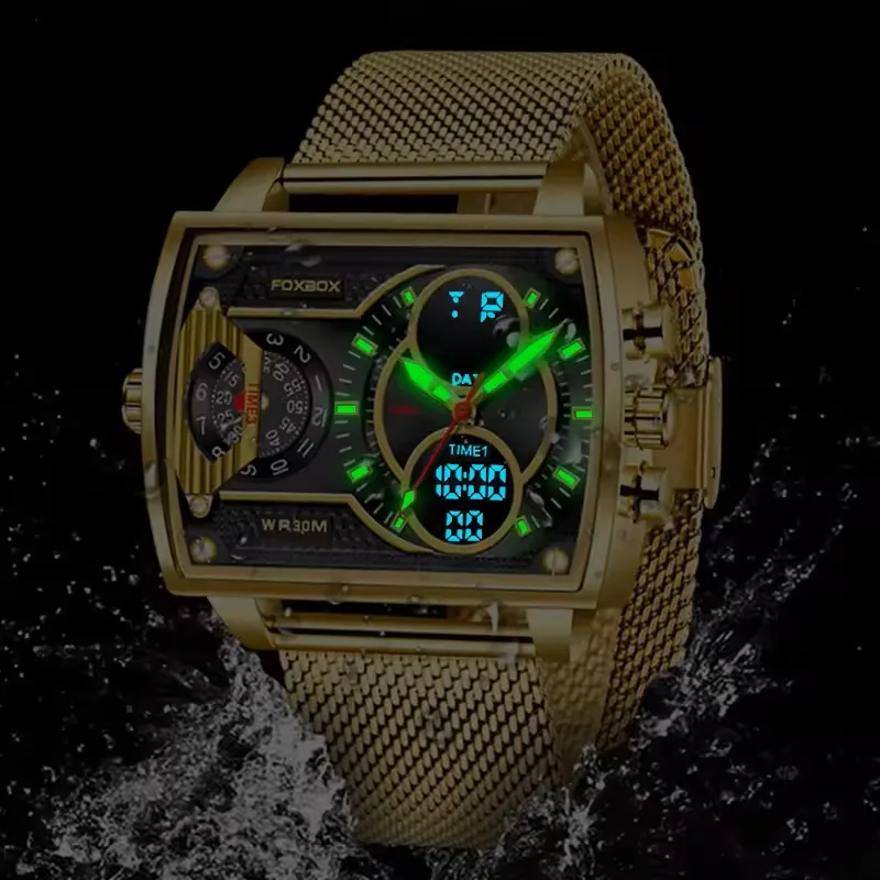LIGE Men Watch FOXBOX Fashion Military Sport Waterproof Watches For Men Top Brand Luxury Digital Chronograph Relogio Masculino