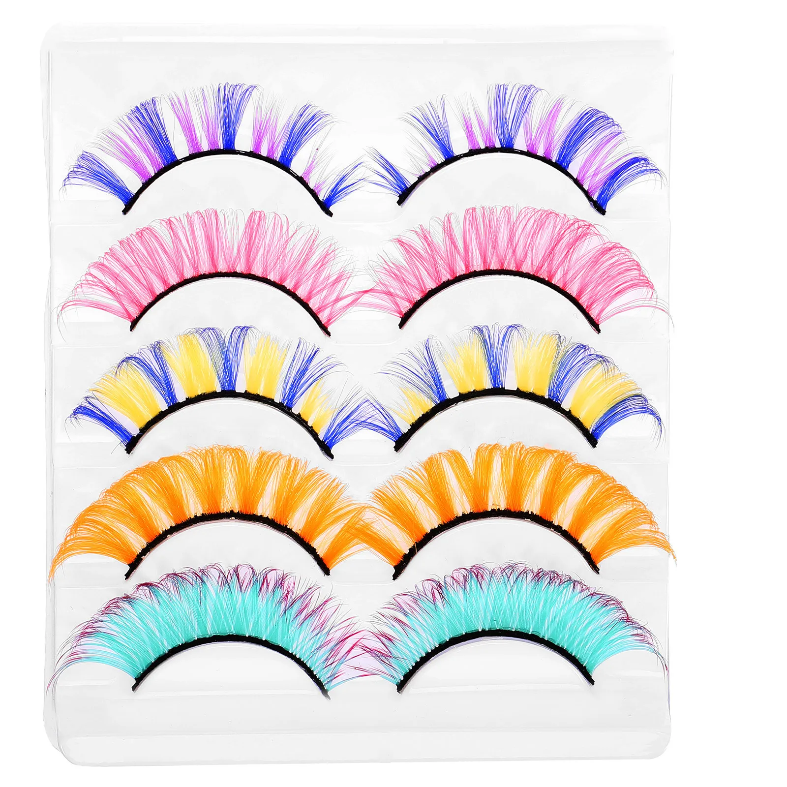 5 Paar künstliche Wimpern, farbig, lockig, keine Rückstände, verstellbar, Geschenk für Frauen, Freunde, falsche Wimpern, künstliche Wimpern, Make-up-Zubehör