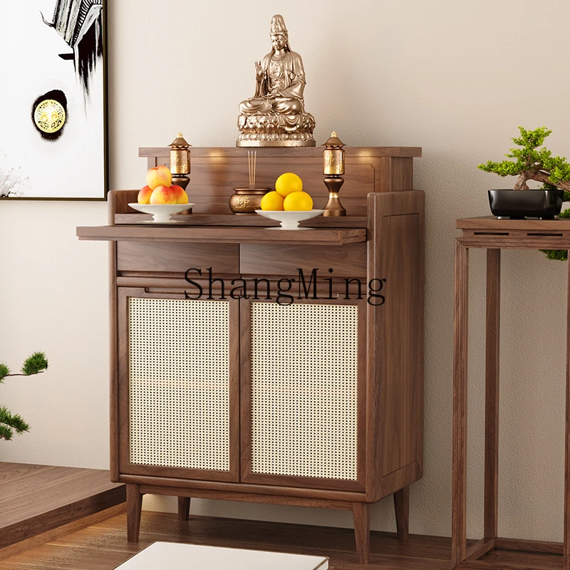 

CL Black Walnut Solid Wood Altar Incense Table Chinese Simple God of Wealth Buddha Table Living Room Buddha Shrine Cabinet