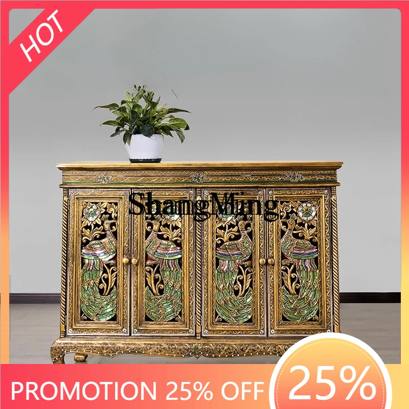 

SM Household Solid Wood Carving Entrance Storage Cabinet Furniture Living Room Hotel Clubhouse Foyer Floor Cabinet
