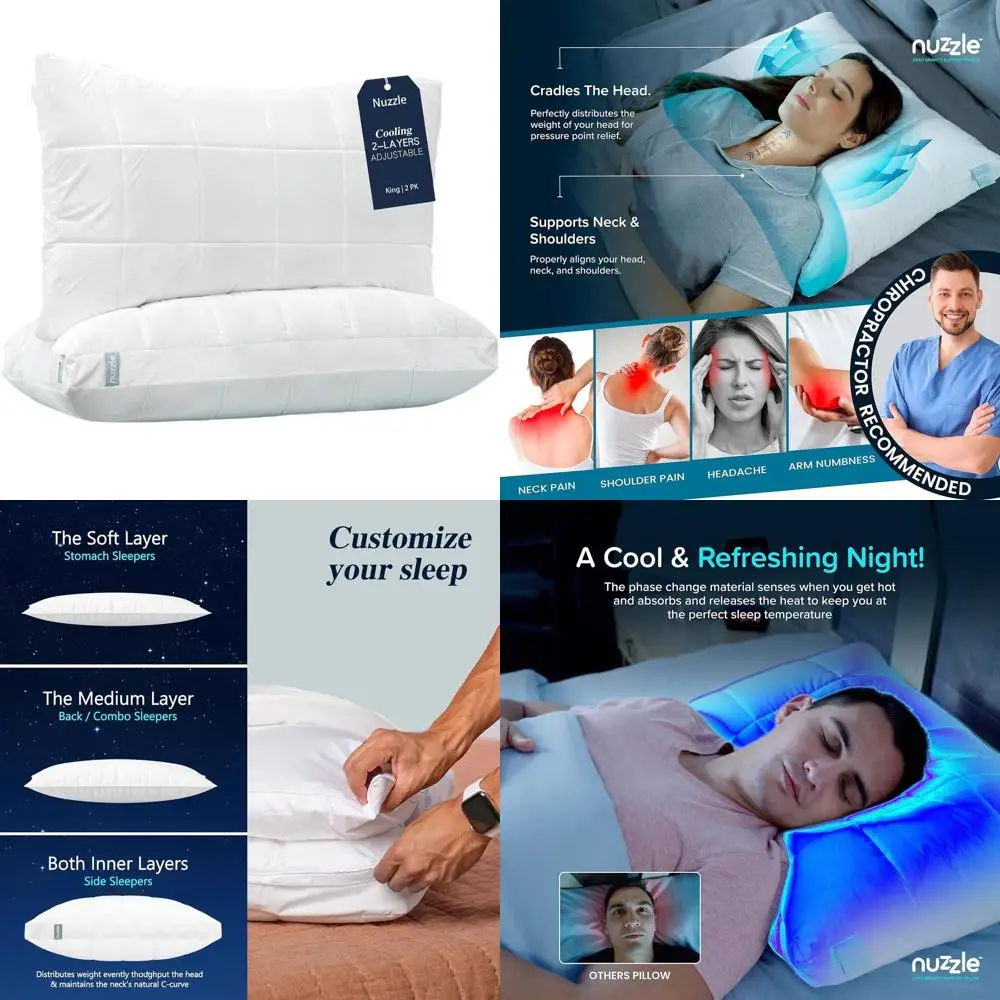 

Luxury King Size Pillow Set for Side Sleepers: Adjustable Height, Soft to Firm Pillows for Comfortable Sleep