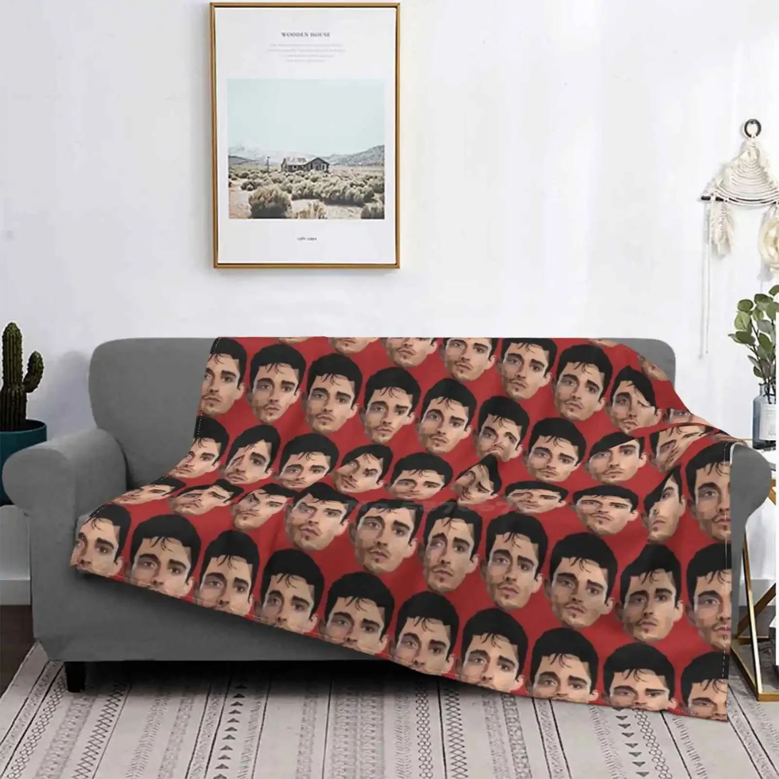 Charles Leclerc Low Poly 2d Art aire acondicionado manta suave Leclerc Driver Racer Lowpoly