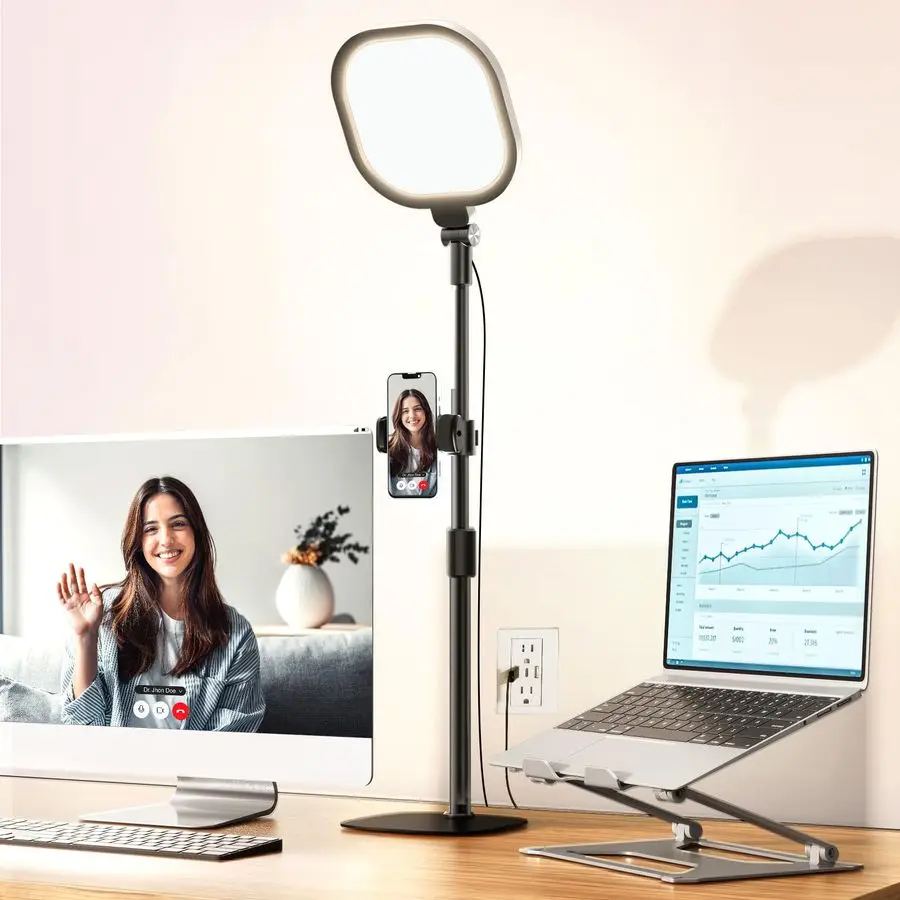 

Video Conference Lighting for Zoom Meeting, Ring Light for Desk with Flexible Stand, 30 Light Modes Light for Video Recording,