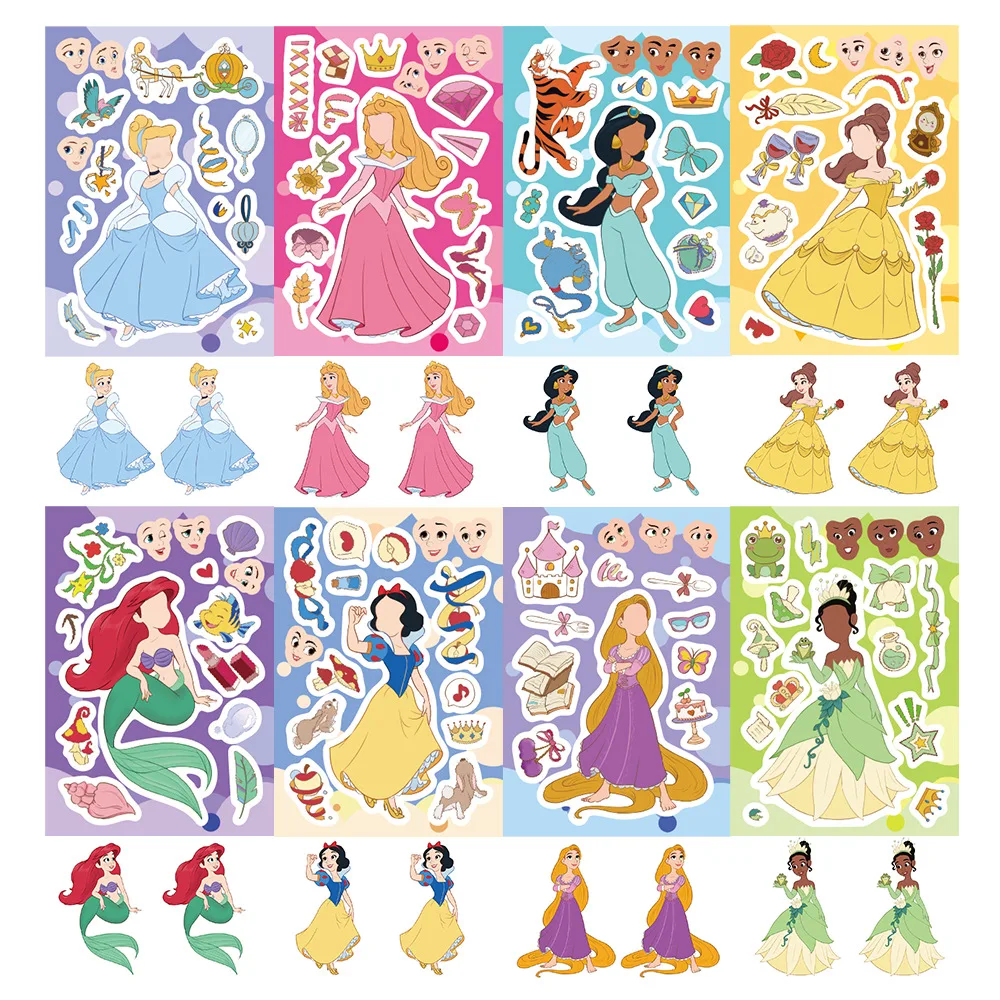 

Набор наклеек-коллажей с персонажами мультфильмов Disney Princess, серия 8, для ноутбуков, телефонов, багажа и рабочего стола, водонепроницаемые наклейки для самостоятельного творчества