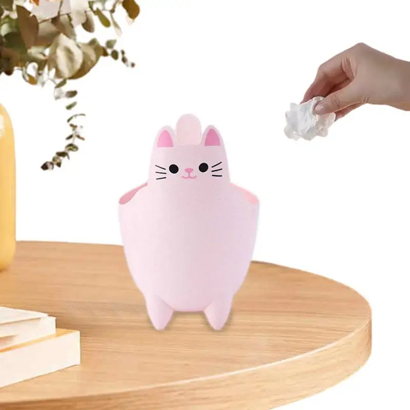 Desktop Trash Can Without Cover Cute Cat Shape Living Room Bedroom Garbage Waste Bins Sundries Storage Bucket Household Supplies