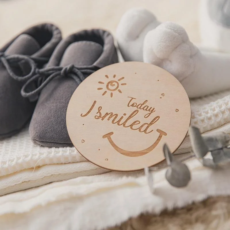 20pcs Today I Smialed Wooden Gender Neutral Milestone Cards Newborn Announcement Sign
