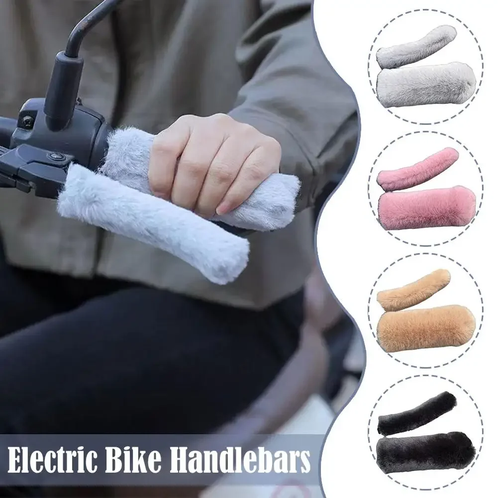 Simulated Plush Grip Glove Motorcycle Handle Cover For Winter Thick Warm Handle Gloves Covers Universal Scooters Hand Warme O0E9