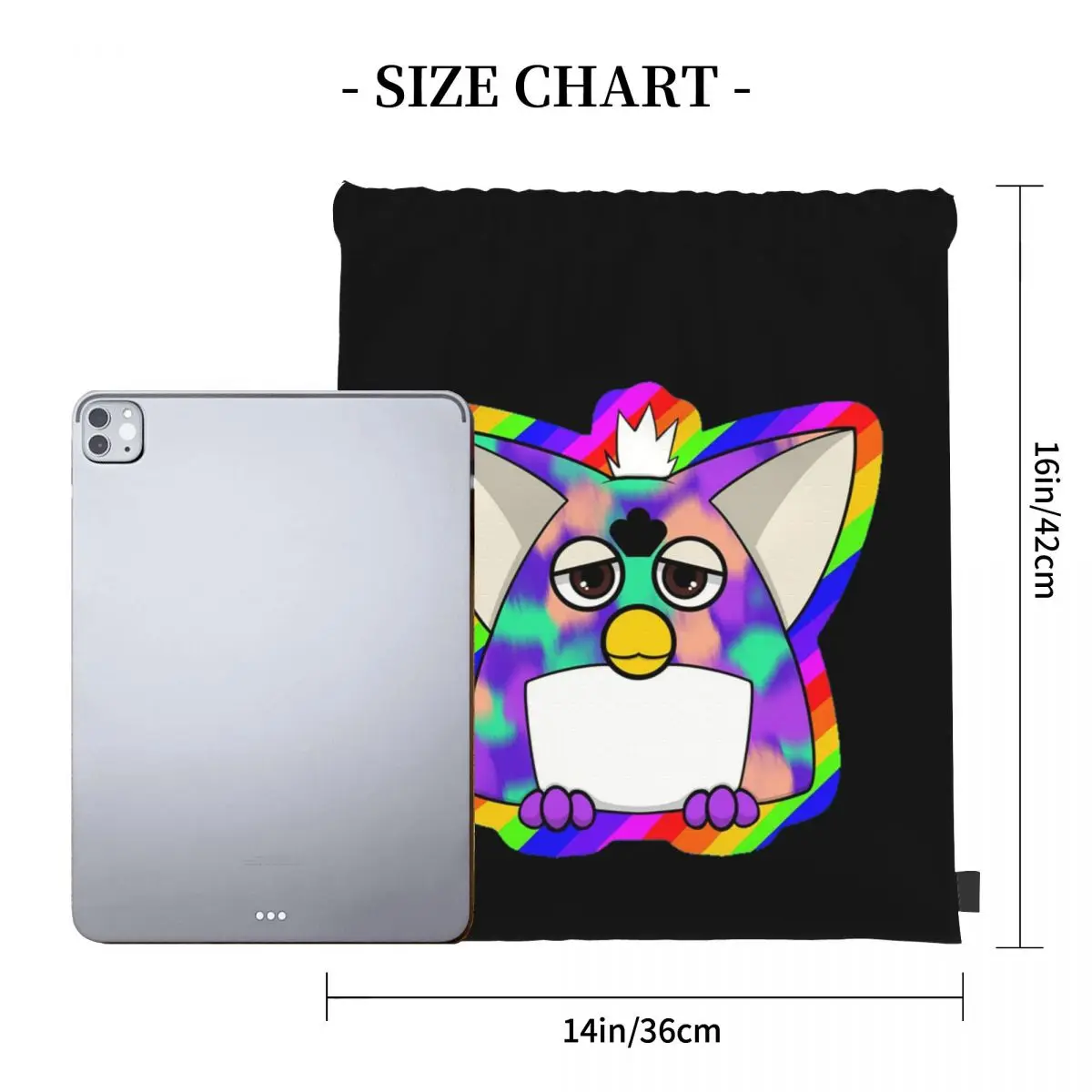 Gay Tye Dye Furby Relaxed Fit Backpacks Multi-function Portable Drawstring Bags Shoes Bag Book Bags For Man Woman School