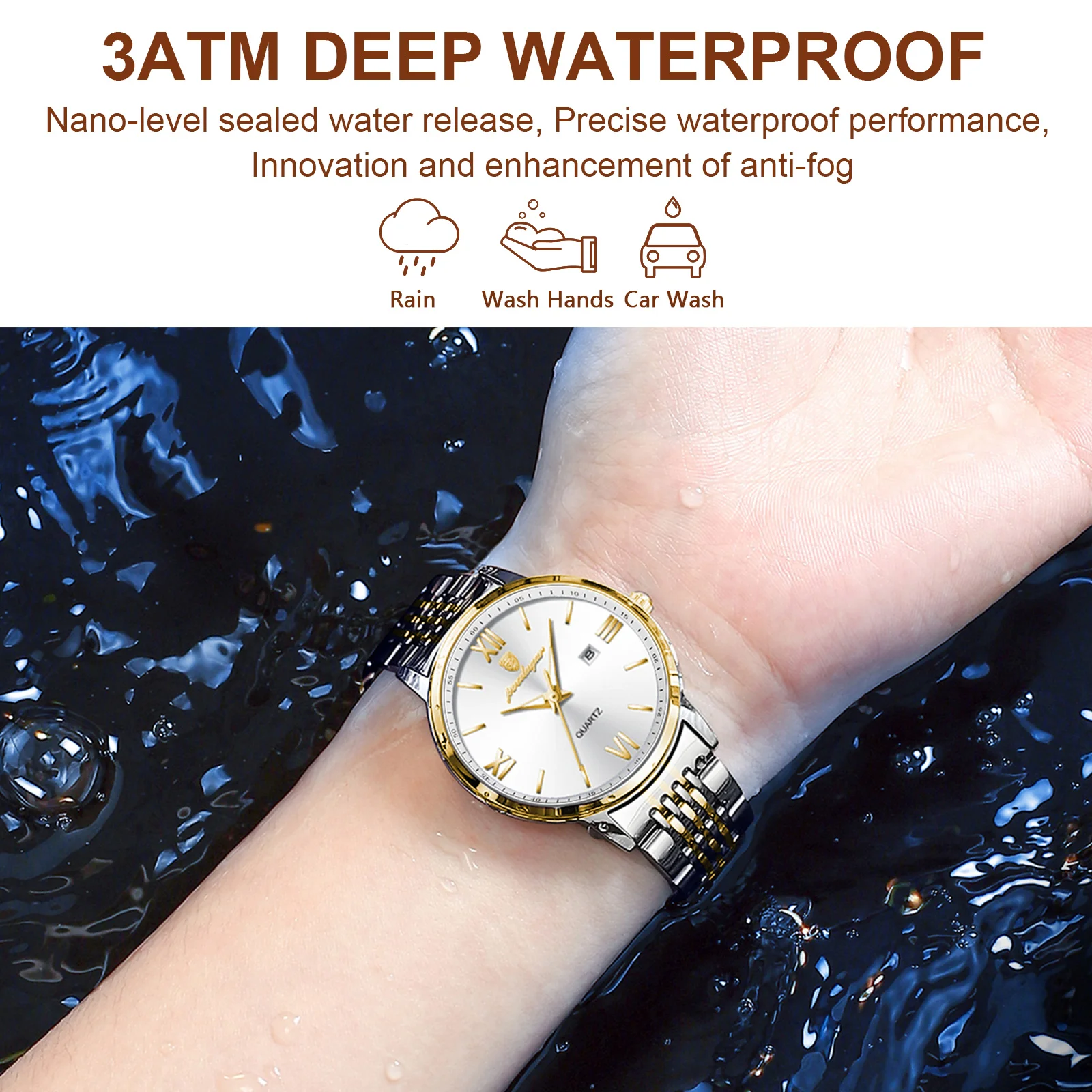 POEDAGAR Ladies Wristwatch Luxury Waterproof Luminous Date Gold Watch For Women Dress Stainless Steel Quartz Women\'s Watches+Box