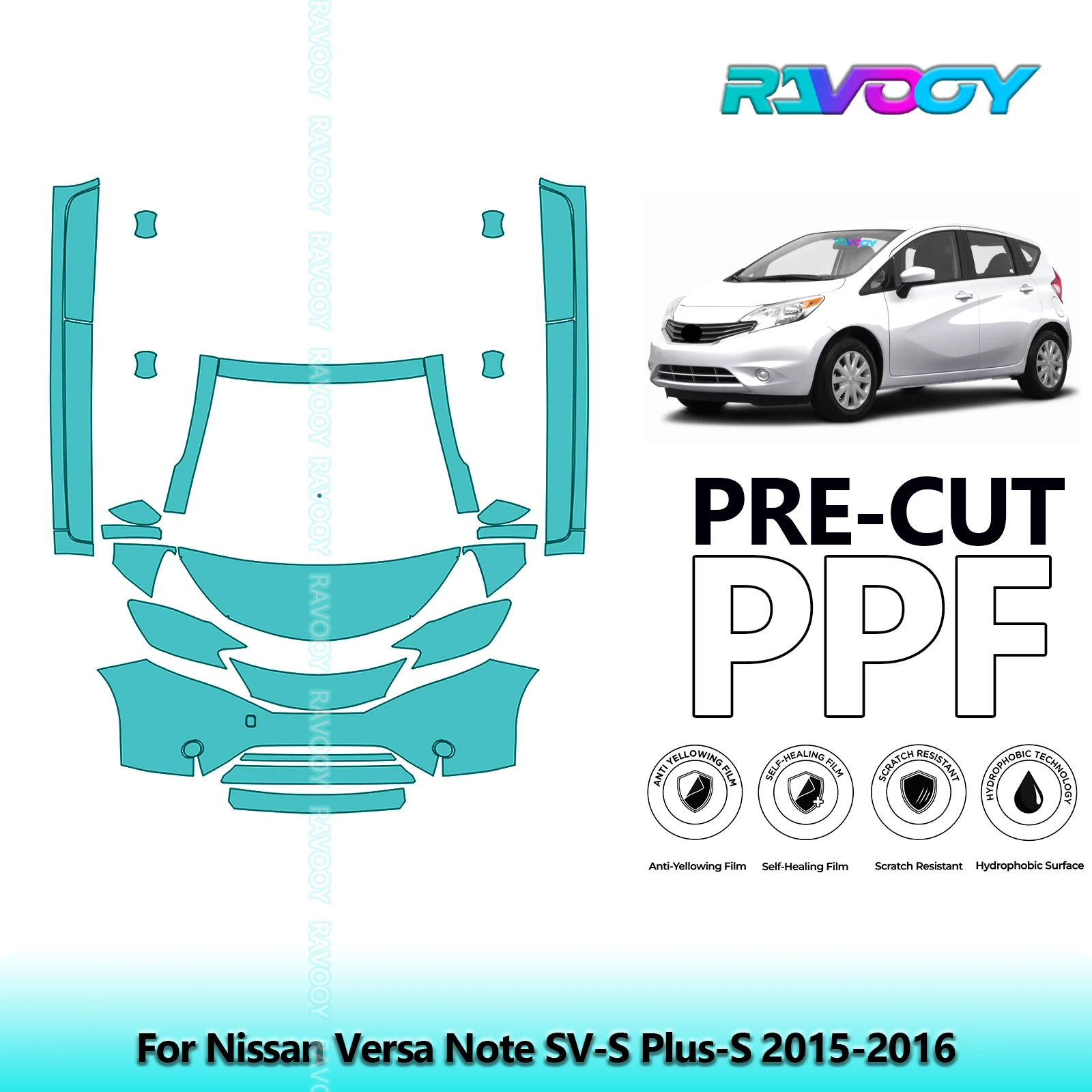 

Front Kit+Rockers Clear Bra Precut PPF Paint Protection Film For Nissan Versa Note SV-S Plus-S 2015-2016
