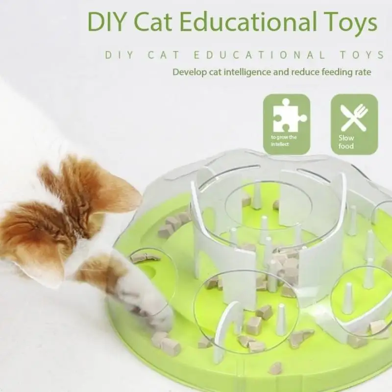 Cat Puzzle Interactive Treat Dispensing Toy potenziamento mentale Slow Feeder Toy interessante Cat Maze Slow Feeder Tray Bowl