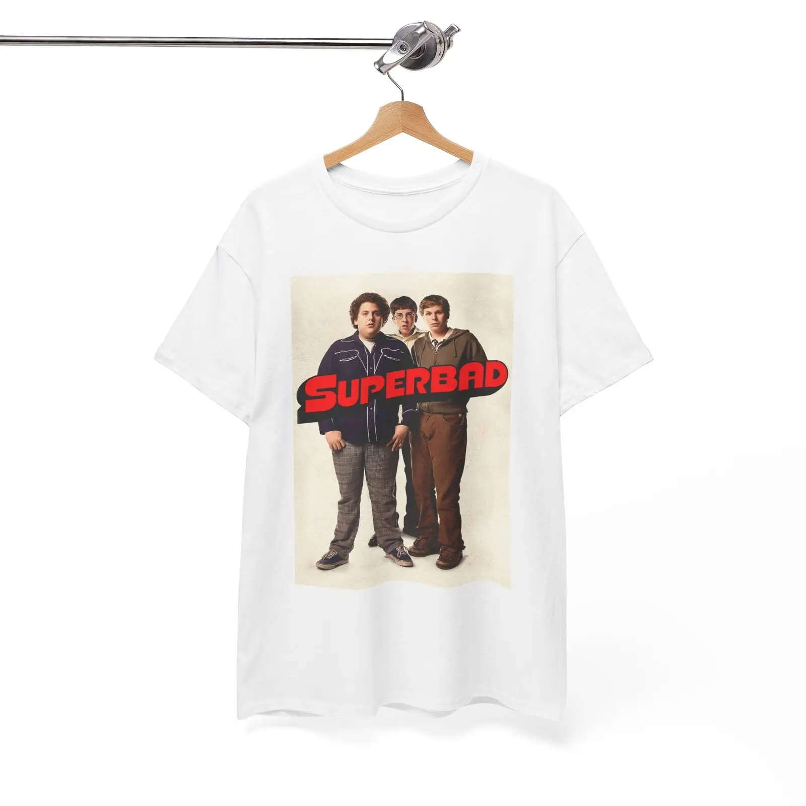 

Superbad Movie Poster Tshirt Retro Comedy Mclovin Funny Unisex Heavy Cotton Tee