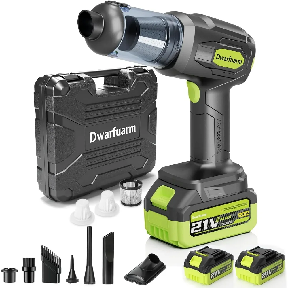 

Cordless Car Vacuum Cleaner, 36000PA High Power Suction, 120W Portable Handheld Vacuum with 2×3.0Ah Batteries, Multi-Nozzle Air